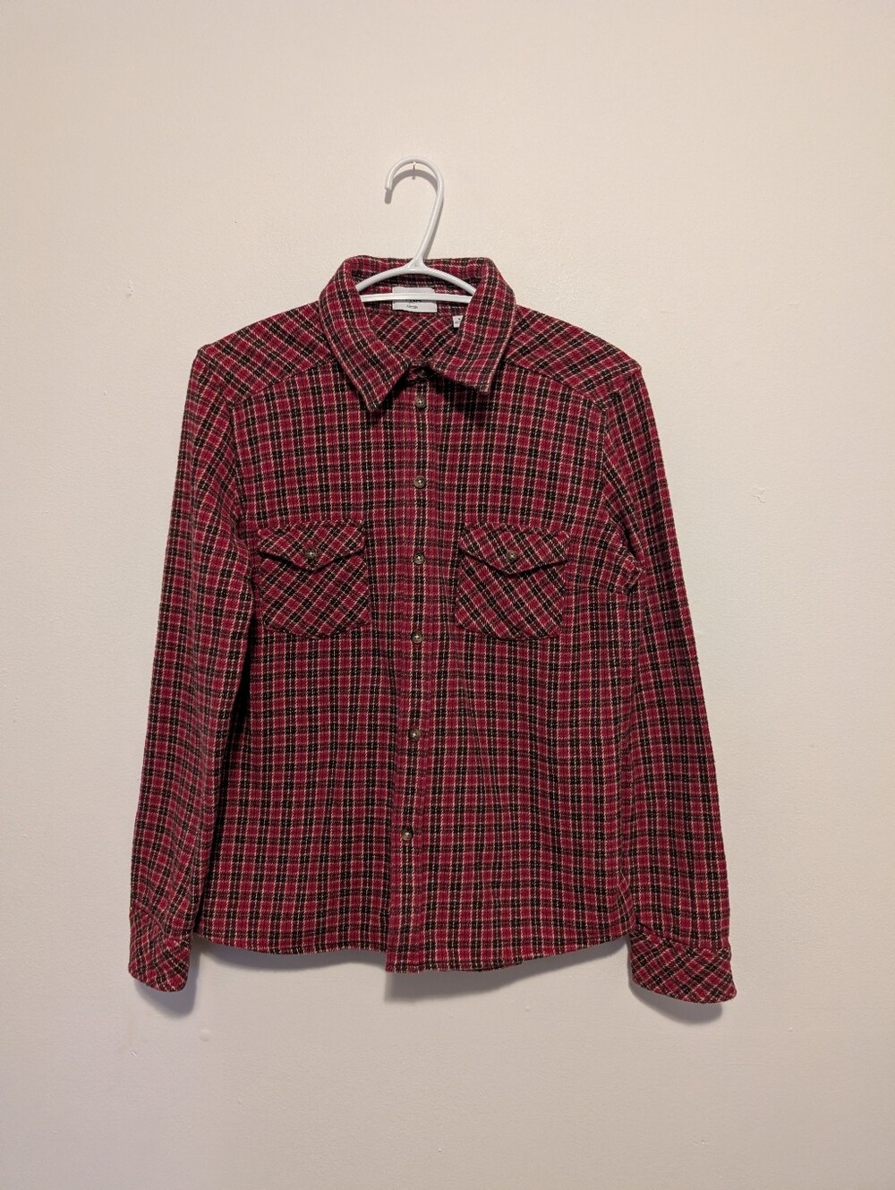 TNA Aritzia 100% Cotton Heavyweight Plaid Flannel Shirt Jacket Red 90s Grunge S